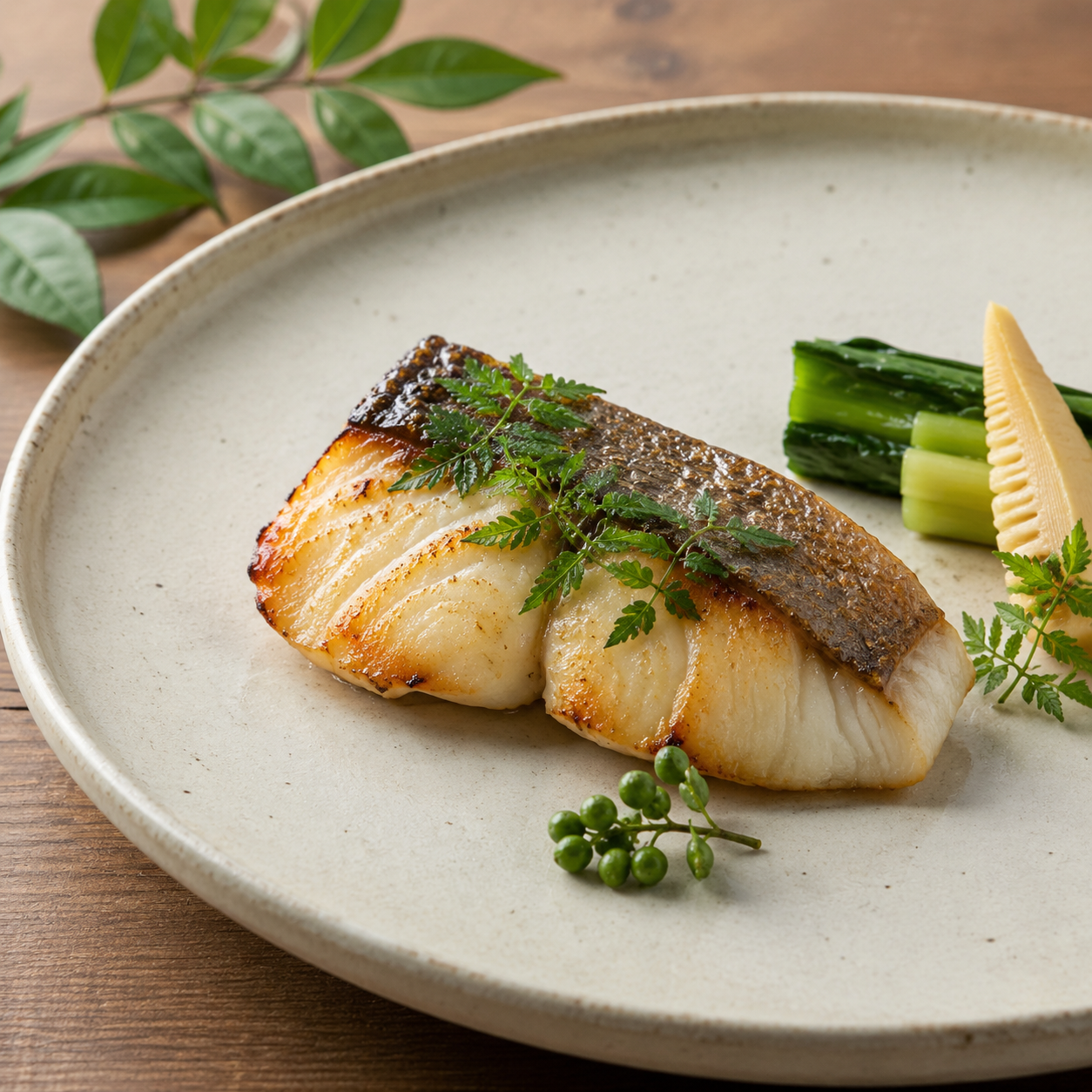 繊細な盛り付けの魚料理